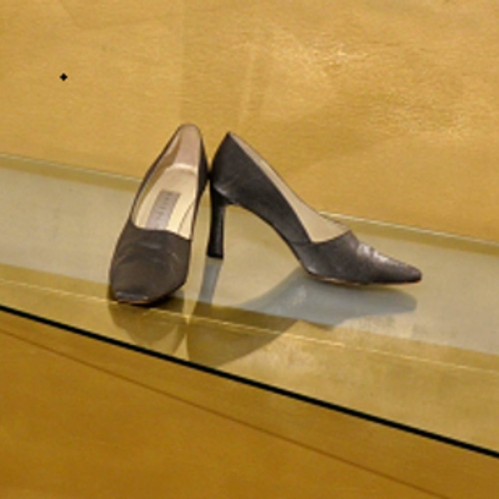 Pewter Metallic Square Toe Heels - Picture 3 of 7